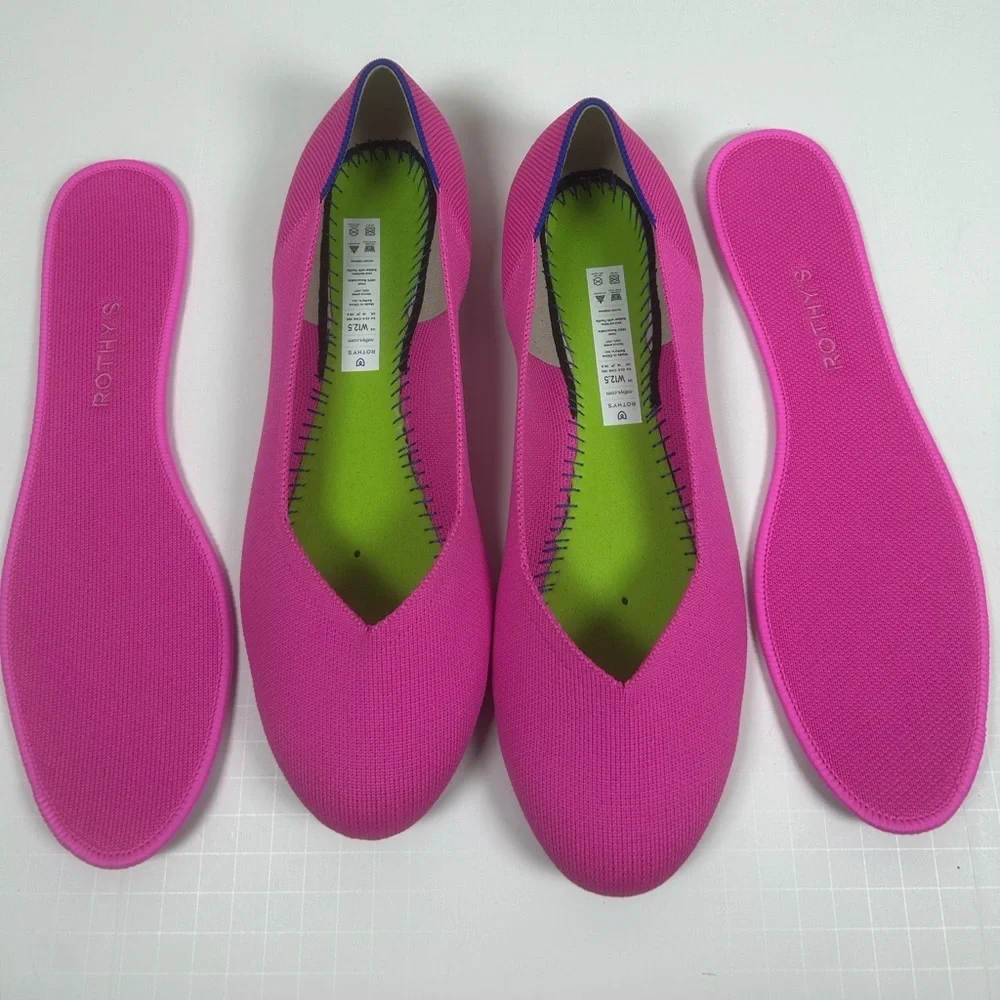 Rothy's Fuchsia Flats with Blue Trim Dragón Fruit - Picture 9 of 11